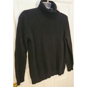 LINY XIN Turtleneck 100%‎ Pure Merino Wool Long Sleeve Black Sweater XL